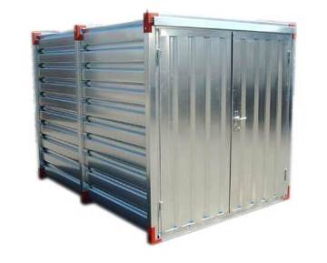 Storage container in kit form made of galvanized steel